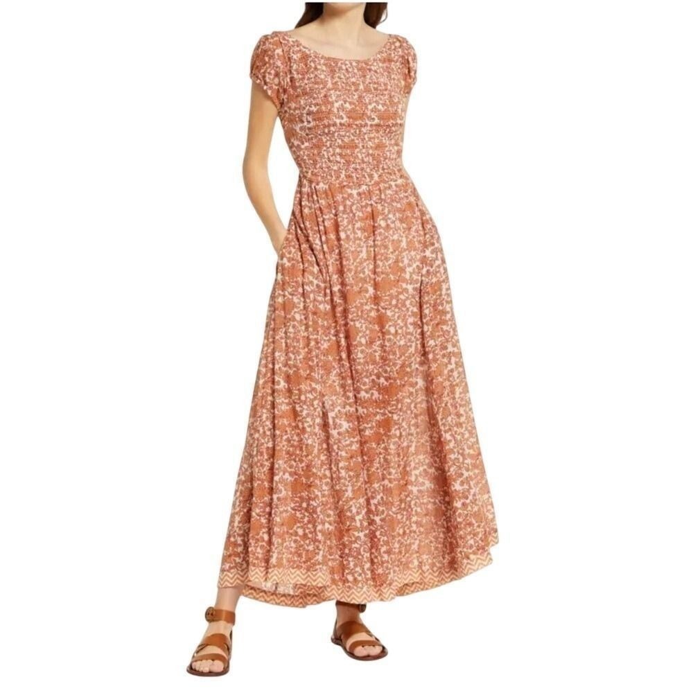 Free People Ultraviolet Floral Cotton Maxi Dress Women Size Small NWT